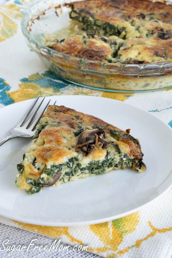 Crustless Mushroom Spinach Pie