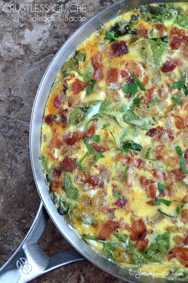 Crustless Quiche with Spinach & Bacon