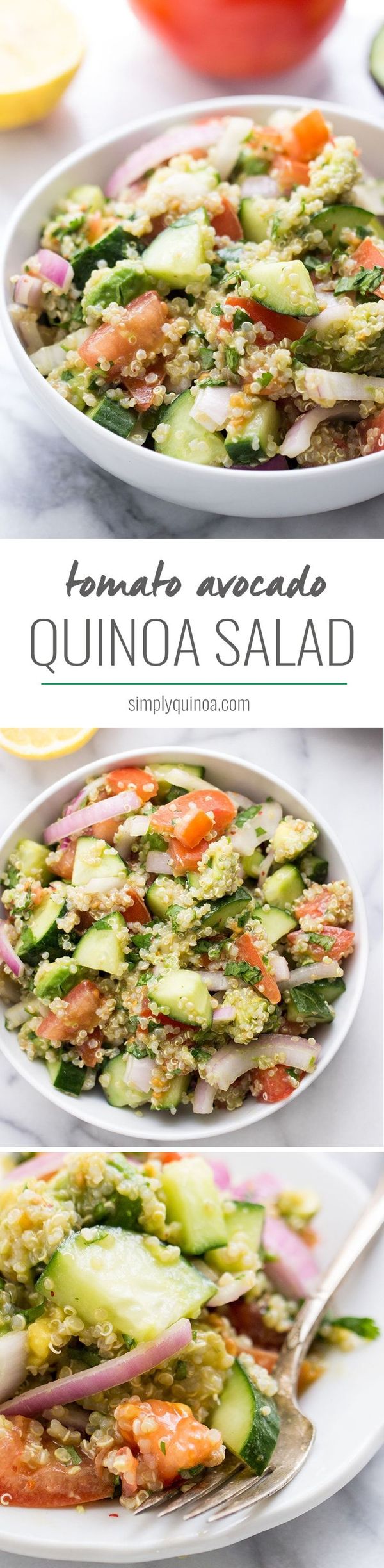 Cucumber, Tomato + Avocado Quinoa Salad