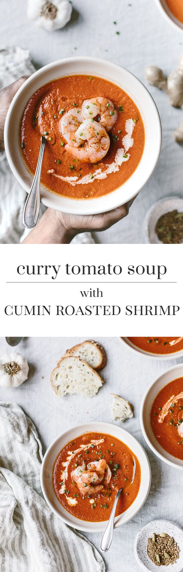 Curry Tomato Soup With Cumin Roasted Shrimp (Gluten-Free