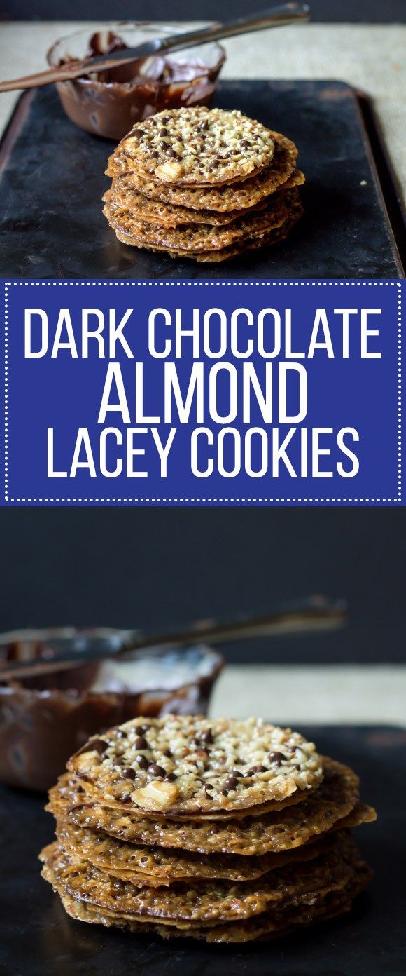 Dark Chocolate Almond Lacey Cookies