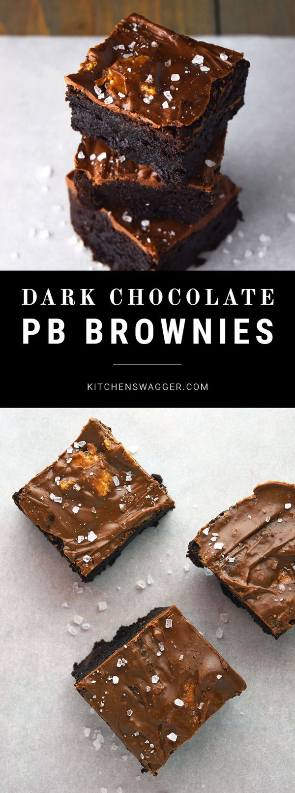 Dark Chocolate Brownies with Peanut Butter and Sea Salt