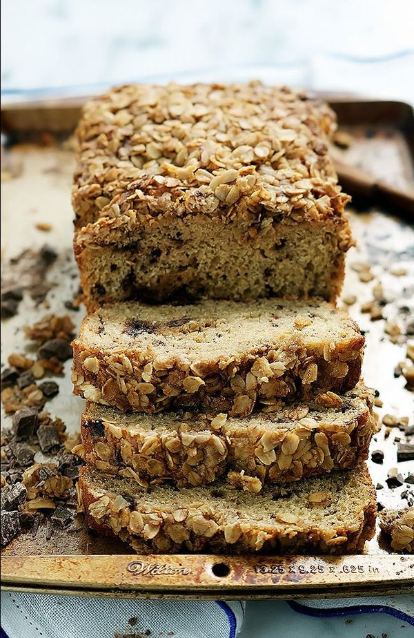 Dark Chocolate Chunk Banana Bread with Oatmeal Streusel