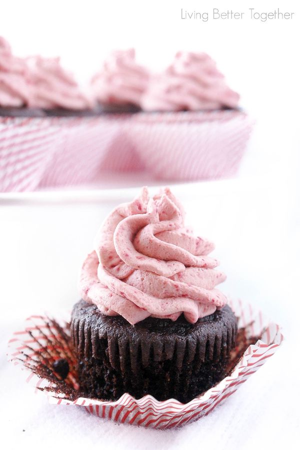 Dark Chocolate Cupcakes with Raspberry Vanilla Creme