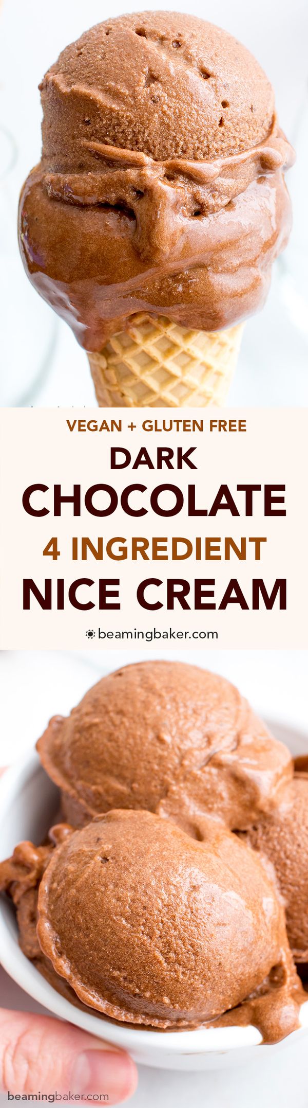 Dark Chocolate Nice Cream (Vegan, Gluten Free, Dairy Free