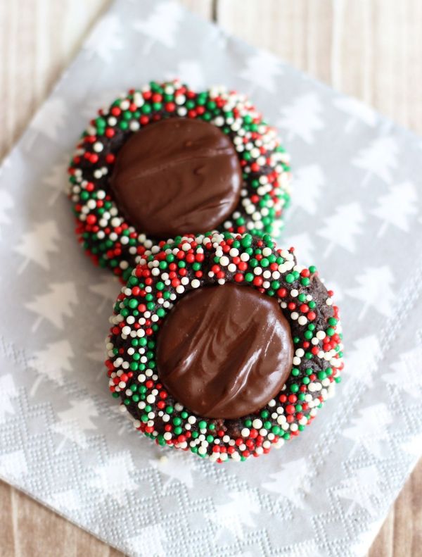 Dark Chocolate Peppermint Patty Thumbprints