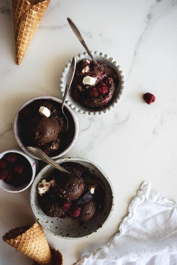 Dark Chocolate, Raspberry and Nougat Ice Cream