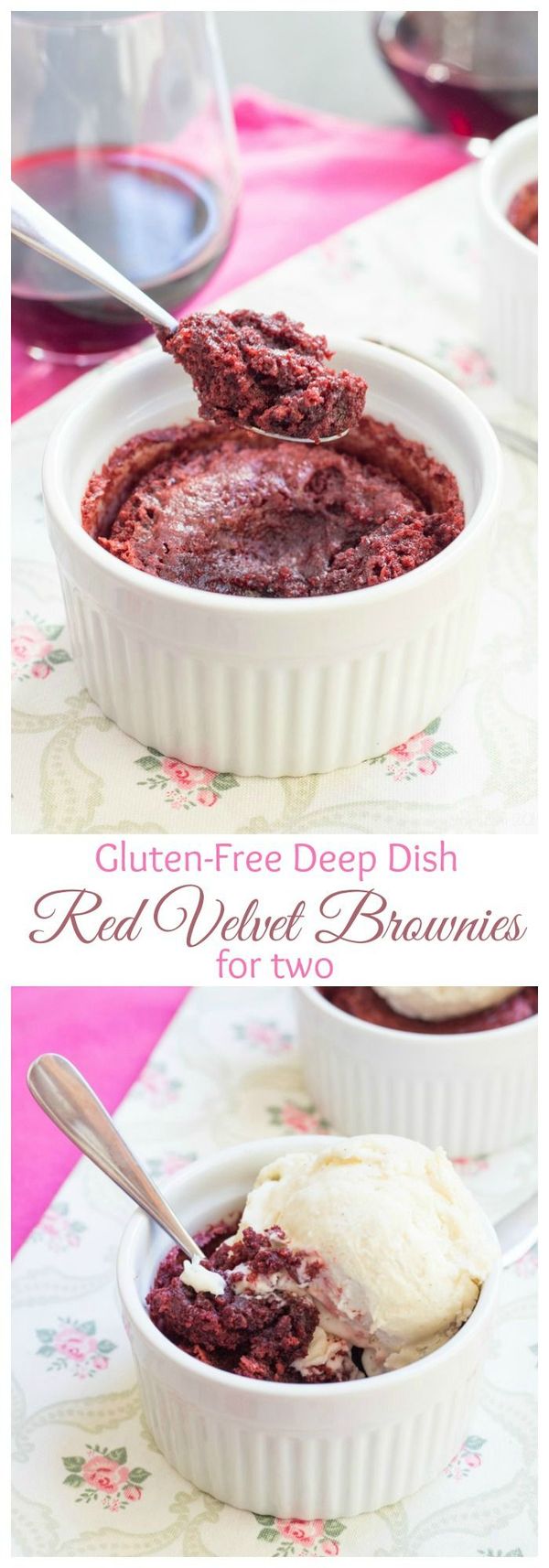 Deep Dish Gluten Free Red Velvet Brownies for Two