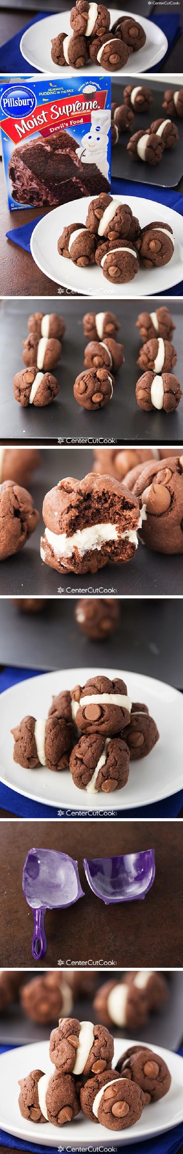 Devil’s Food Cake Mix Cookie Sandwiches