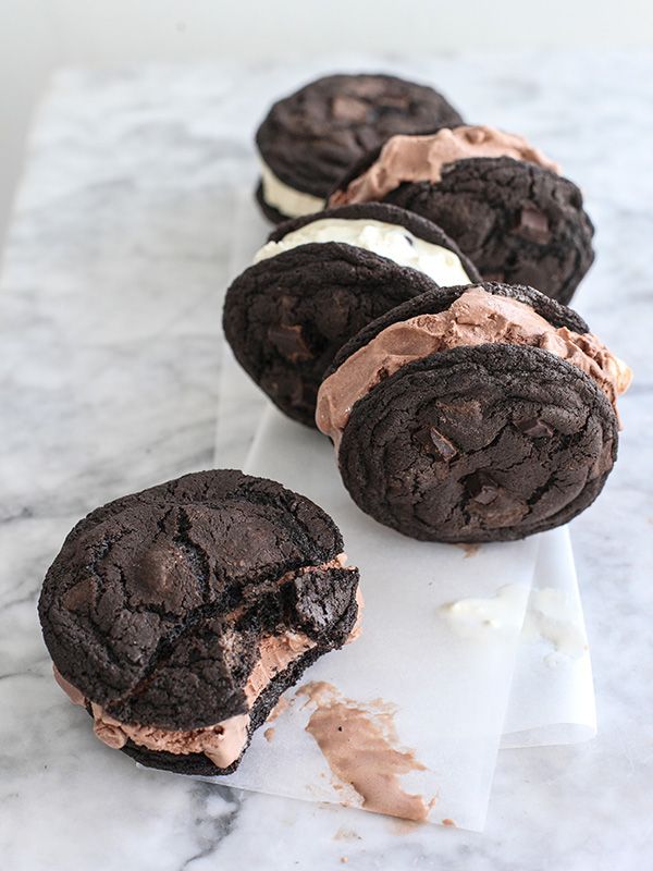 Double Chocolate Chip Cookie Ice Cream Sandwiches