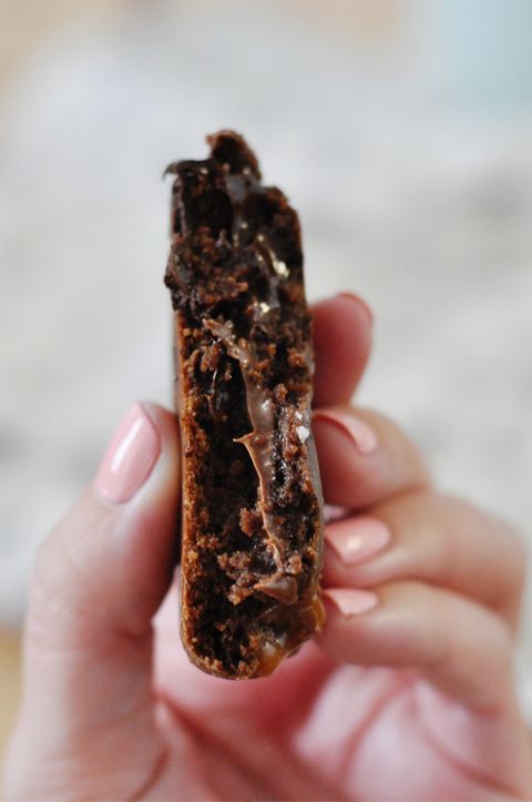 Double Chocolate Chip Cookies Stuffed with Nutella & Salted Caramel