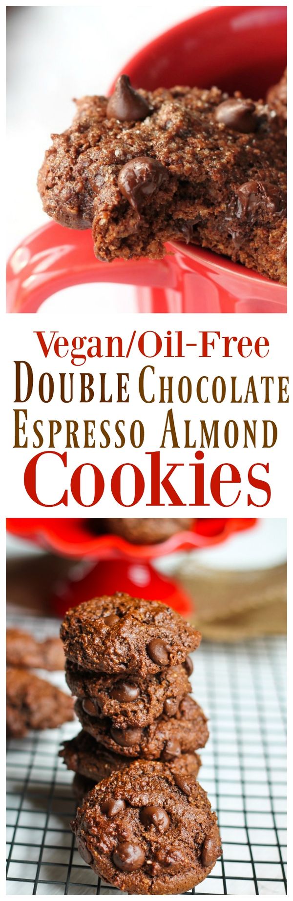 Double Chocolate Espresso Almond Cookies (Vegan, Oil-Free