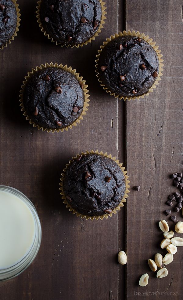 Double Chocolate Peanut Butter Muffins