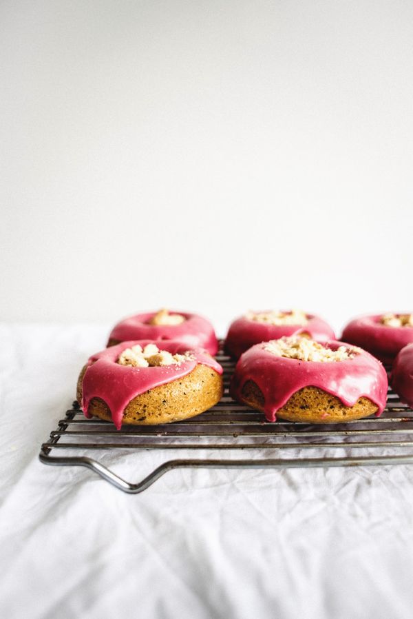 Earl Grey Doughnuts with Pomegranate Glaze