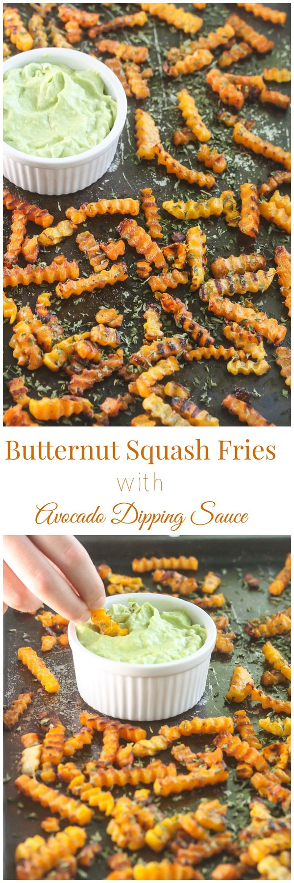 Easy Butternut Squash Fries with Avocado Dipping Sauce