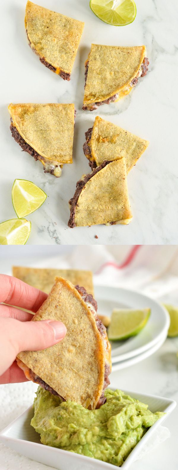 Easy Cheesy Black Bean Quesadillas with Guac