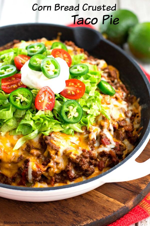 Easy Corn Bread Crusted Taco Pie