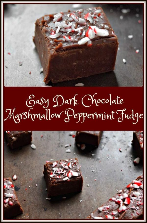 Easy Dark Chocolate Marshmallow Peppermint Fudge