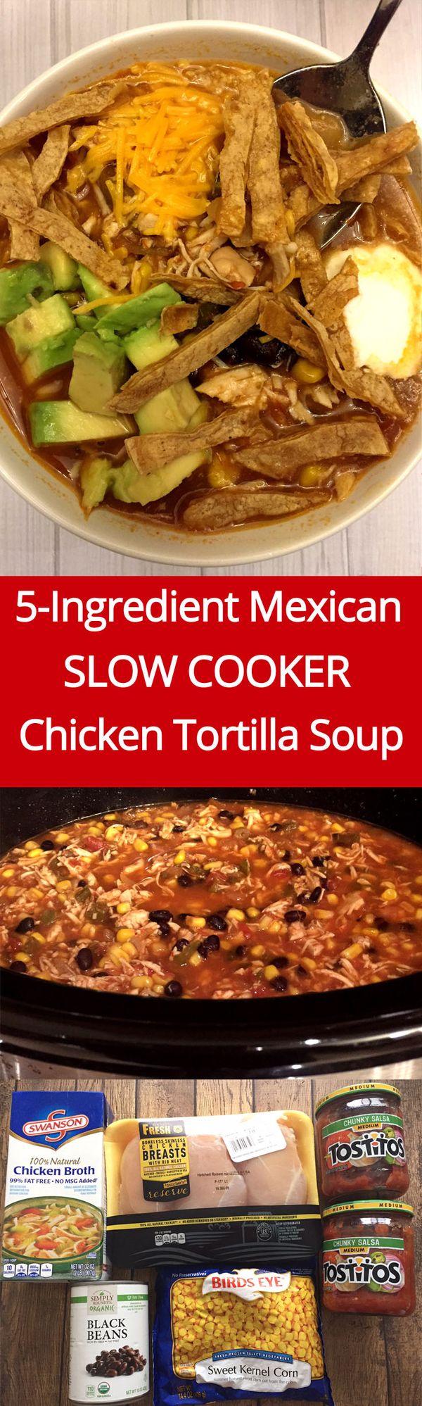 Easy Mexican Chicken Tortilla Soup Crock-Pot 5-Ingredient