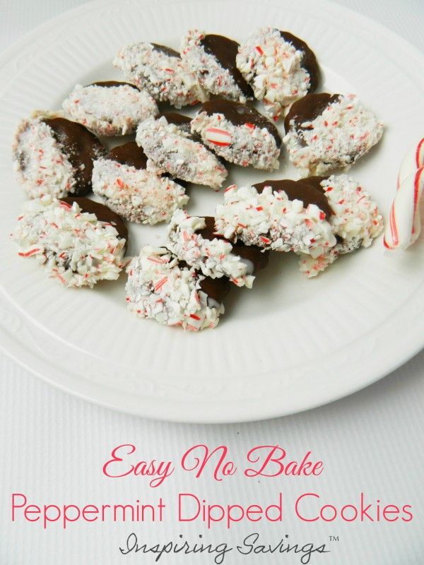 Easy No Bake Peppermint Dipped Cookies