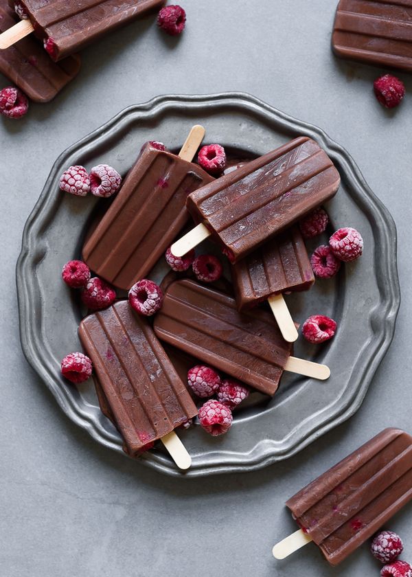 Easy Raspberry Chocolate Almond Milk Popsicles