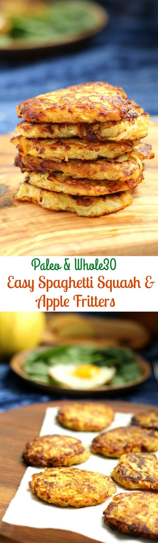 Easy Spaghetti Squash Apple Fritters (Paleo & Whole30