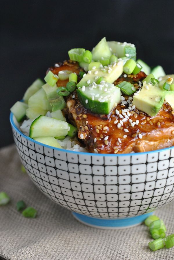 Easy Teriyaki-Glazed Salmon Bowls + Weekly Menu