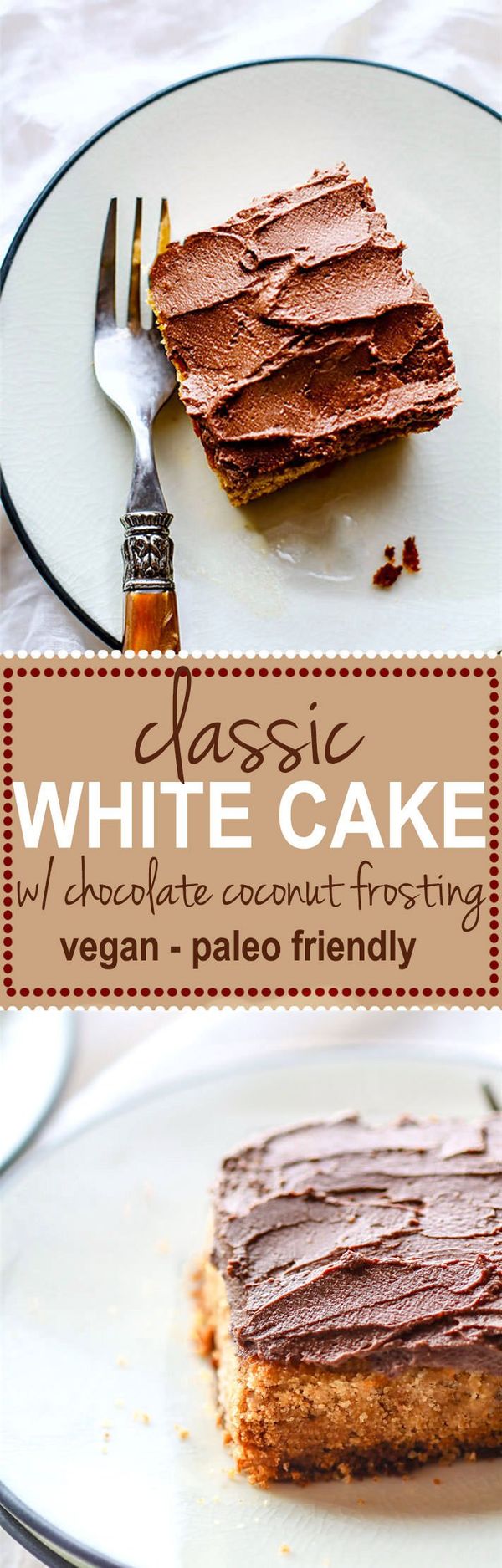 Easy Vegan White Cake with Chocolate Coconut Frosting (Gluten Free, Paleo Friendly