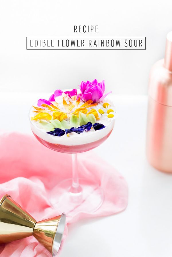 Edible Flower Rainbow Sour Cocktail