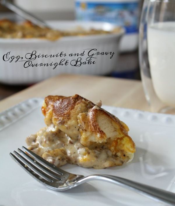 Egg, Biscuits and Gravy Overnight Bake - Hearty Breakfast Casserole