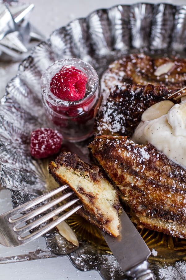 Eggnog Chocolate Marzipan Babka French Toast