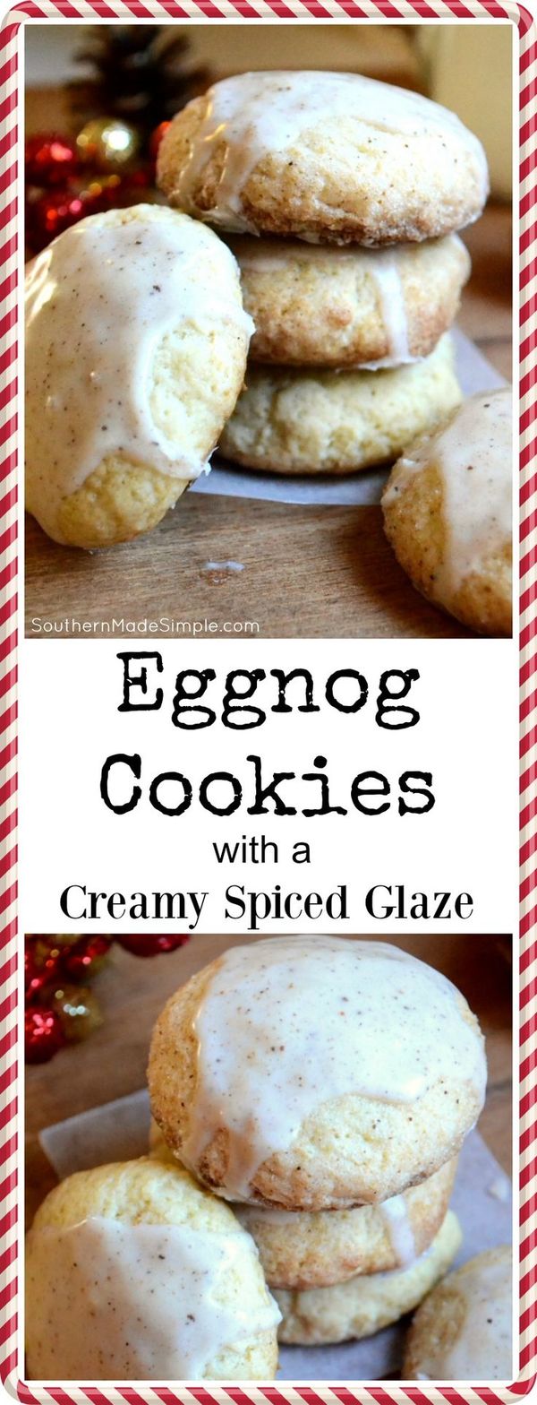 Eggnog Sugar Cookies with Creamy Spiced Glaze