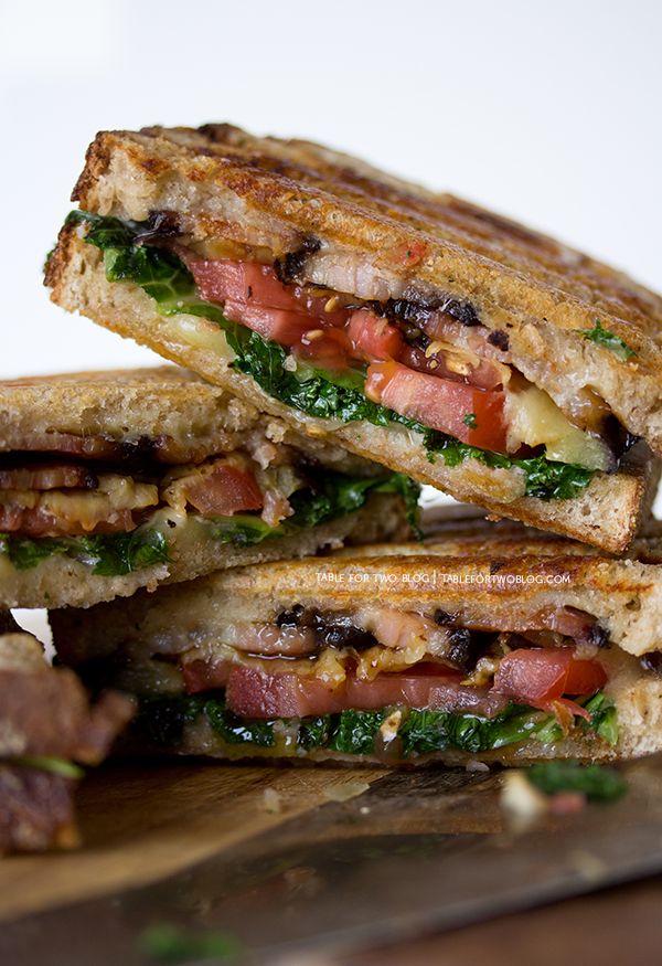 Eggplant, Kale, Tomato, & Bacon Panini