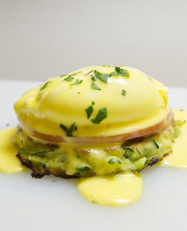 Eggs Benedict with Zucchini Pancakes