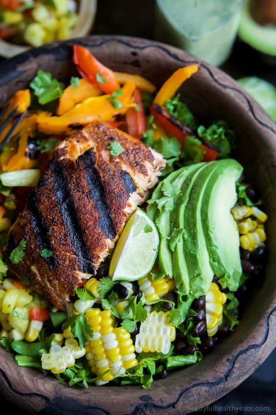 Fajita Salmon Salad Bowl