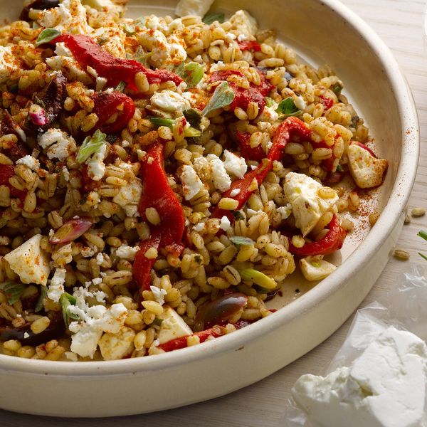 Farro and roasted red pepper salad