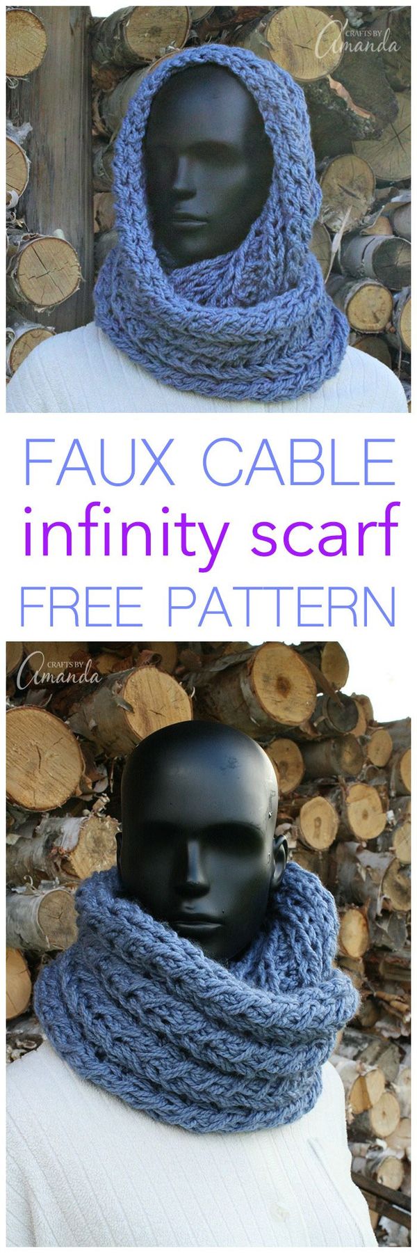 Faux Cable Infinity Scarf Pattern