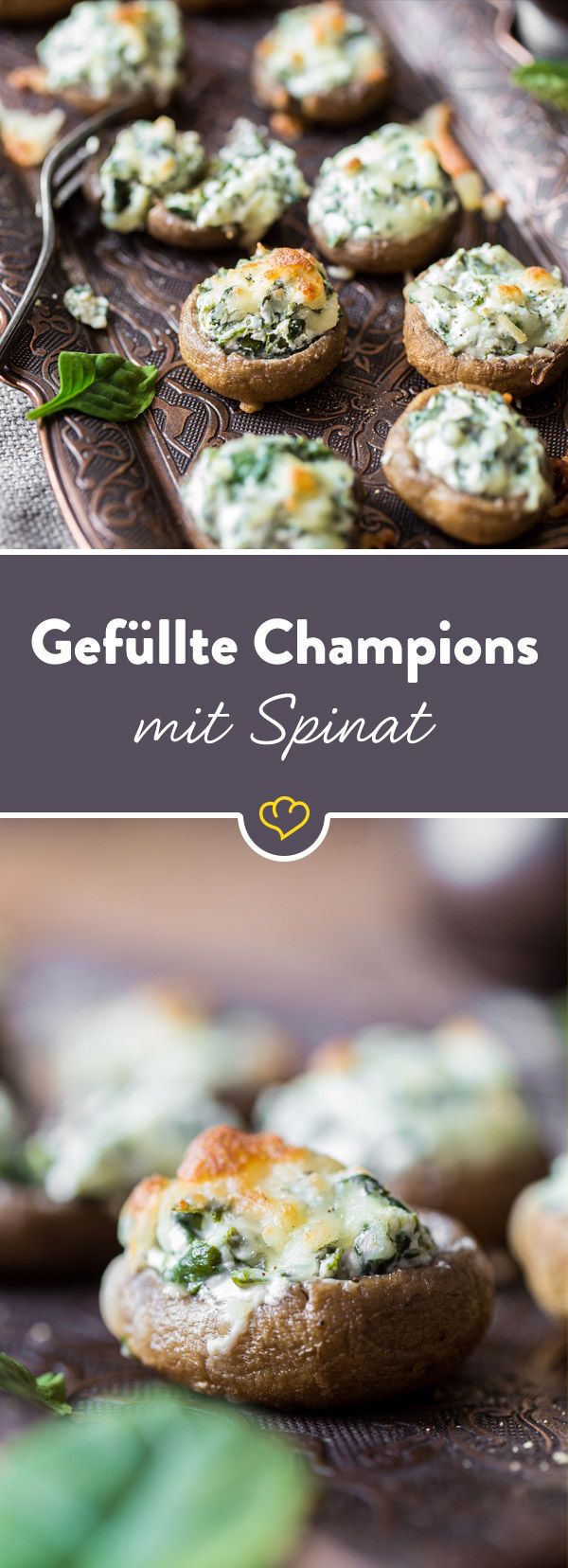 Feierabend-Happen: Gefüllte Champignons mit Spinat