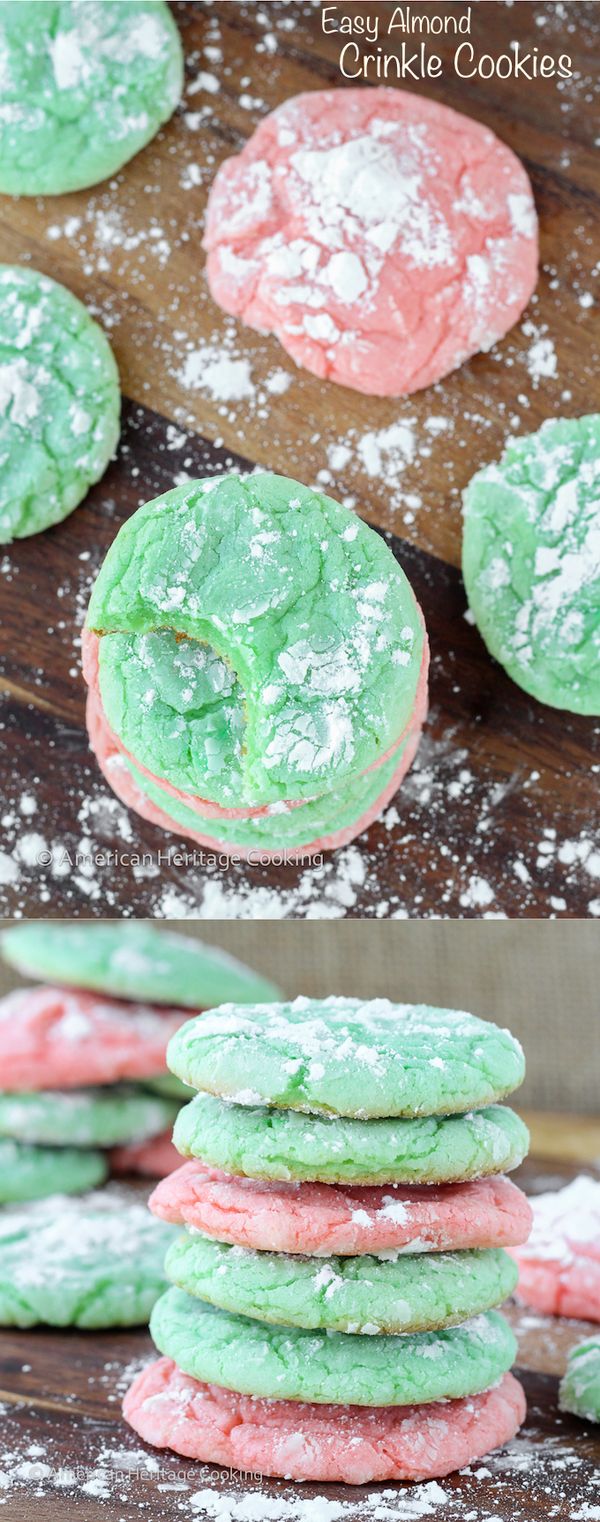 Festive Almond Crinkle Cookies