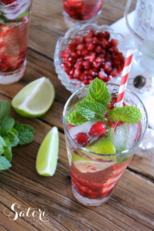 Festive Pomegranate Mojitos