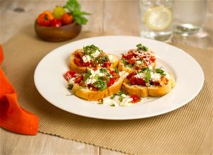 Feta & Fiery Bacon-Tomato Jam Crostini