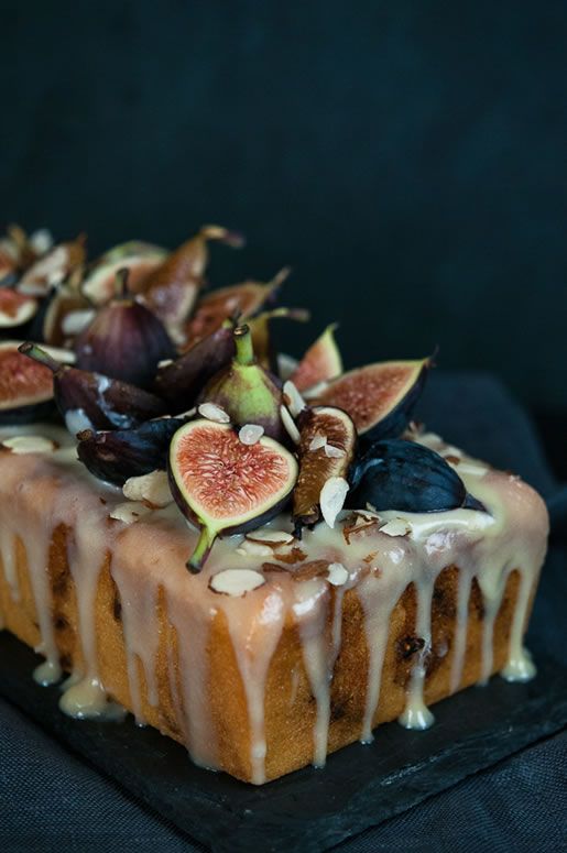 Fig almond tea cake w coconut-honey glaze