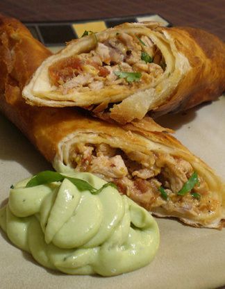 Flautas De Pollo With Avocado Cream