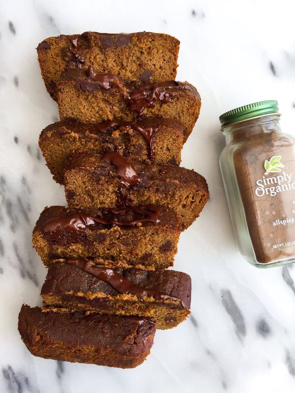 Flourless Chocolate Chip Gingerbread Breakfast Loaf