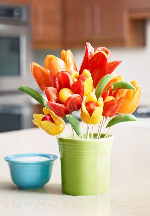 Flower Power Bell Peppers and Ranch Dip