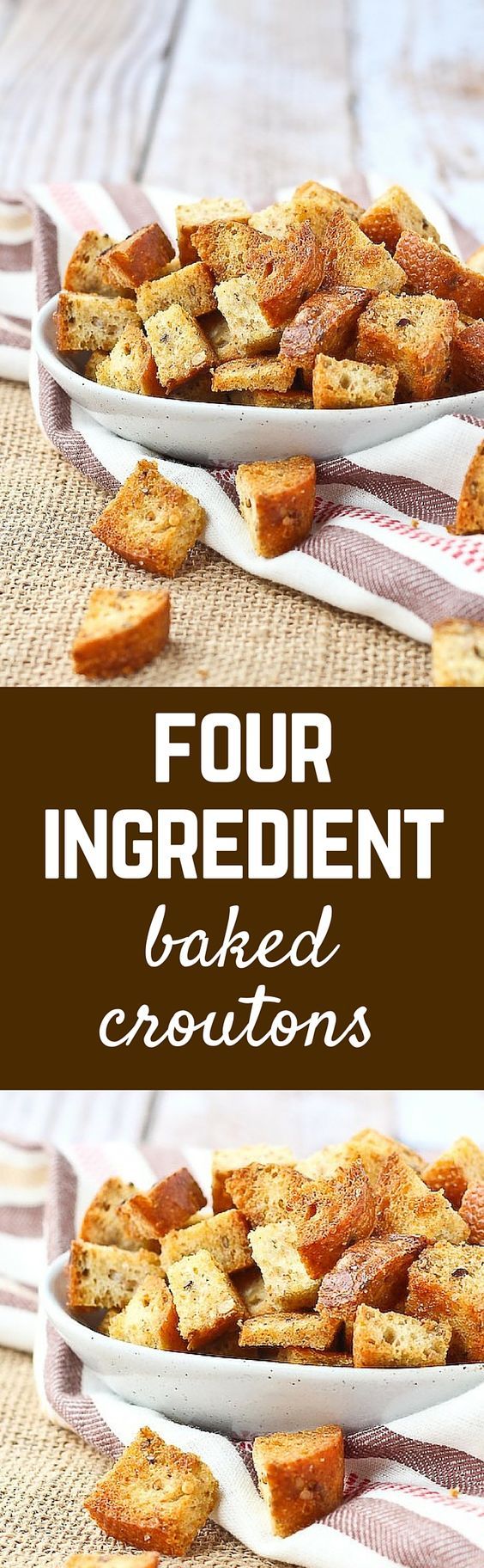 Four Ingredient Homemade Croutons - (baked & whole grain