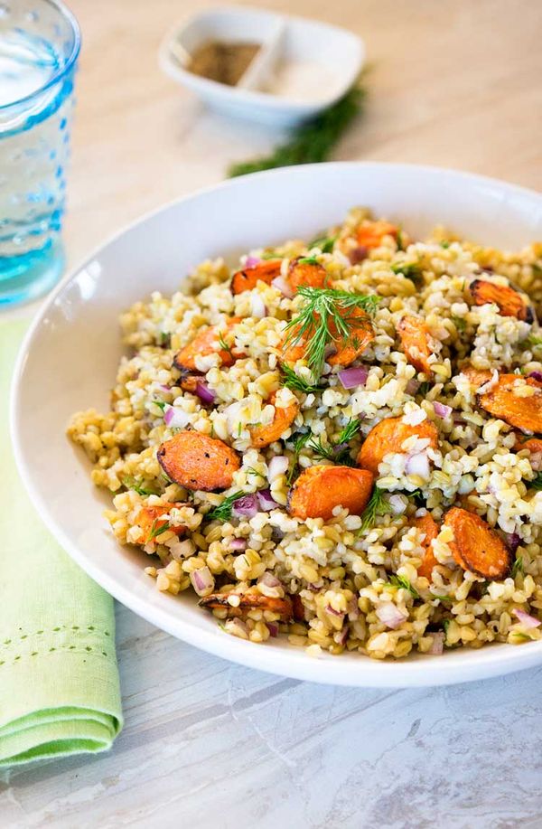 Freekeh Roasted Carrot Salad with Dill