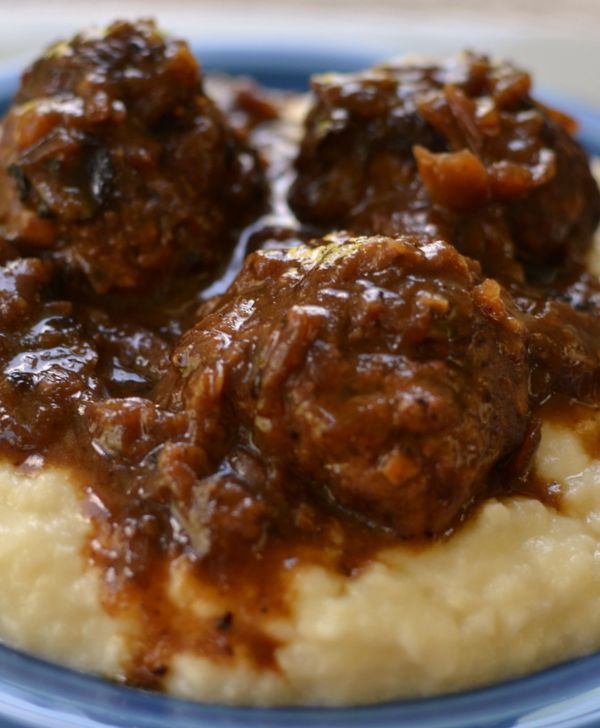 French Onion Meatballs & Smashed Cauliflower