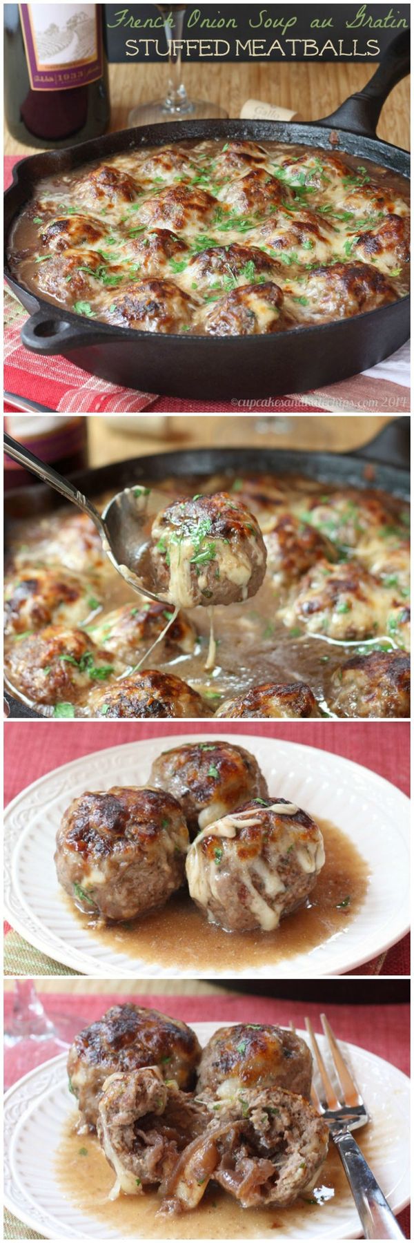 French Onion Soup au Gratin Stuffed Meatballs