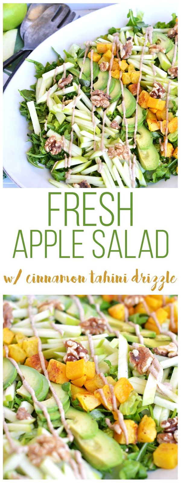 Fresh Apple Salad with Cinnamon Tahini Drizzle